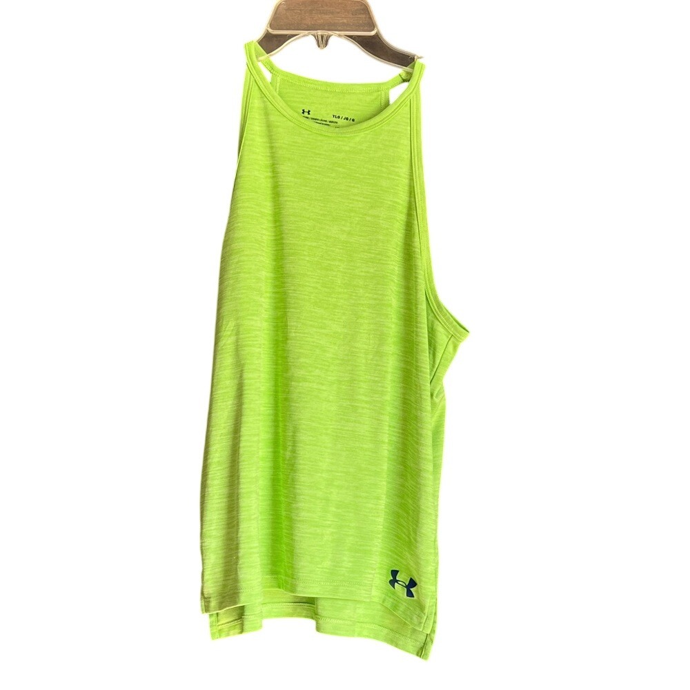 Under Armour Youth Kids Lime Green HeatGear Space Dye Tank Top Loose Fit YLG‎